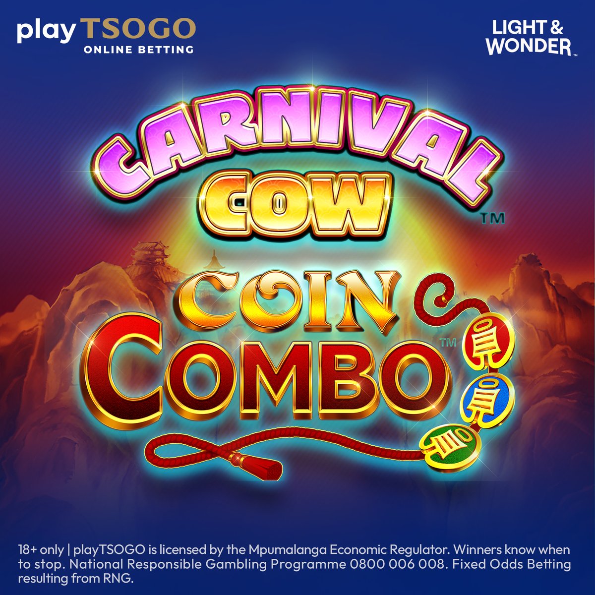 playTSOGO's tweet image. 🌸🐮🧧 Luck has arrived with Carnival Cow Coin Combo! 🧧🐮🌸 Accumulated coins trigger different features such as the jackpot. Bet now at playTSOGO.co.za. #ItsTime #Entertainment #playTSOGO_CarnivalCowCoinCombo #LightAndWonder
