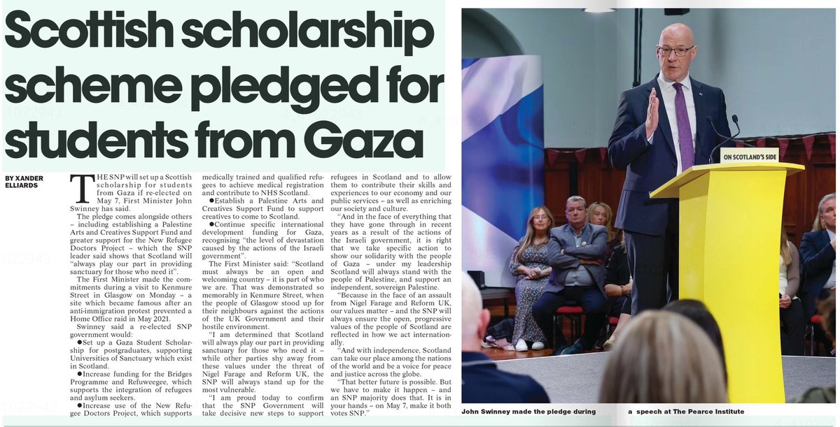 AgentP22's tweet photo. May’s election is meant to be about improving Scotland — not turning Holyrood into a foreign aid department.

Our students can’t get places, our NHS is on its knees… and the SNP’s priority is Gaza scholarships?

This tells you everything about Swinney's priorities. https://t.co/1MO5K7q211