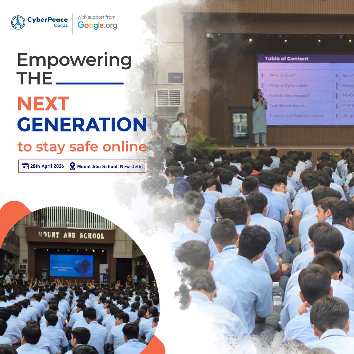 cyberpeacecorps's tweet image. Empowering the next generation to stay safe online. 🔐

#CyberPeace☮️ conducted its flagship CyberPeace First Responder Session for students at 📌 Mount Abu Public School, New Delhi, equipping them with essential knowledge on data protection, privacy and cyber safety.

From