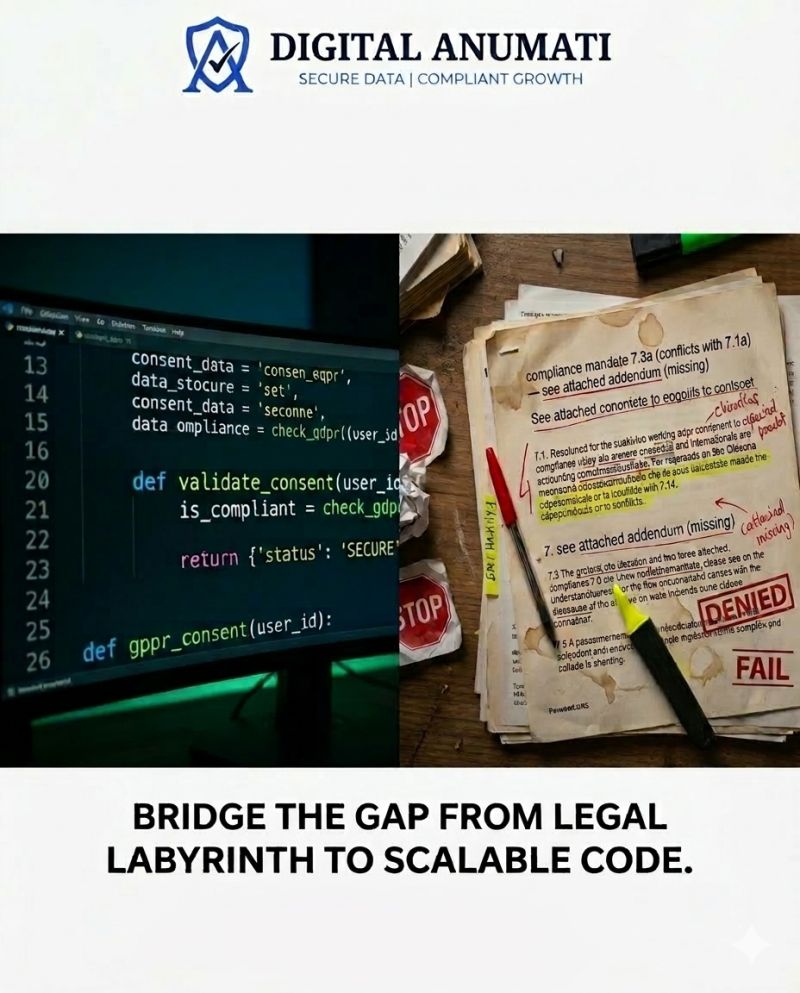 Digitalanumati's tweet photo. From legal chaos 📄 to scalable code 💻
Bridge compliance gaps with ease using Digital Anumati.
#LegalTech #DPDPAct #DataCompliance #Automation https://t.co/FfS73REyac