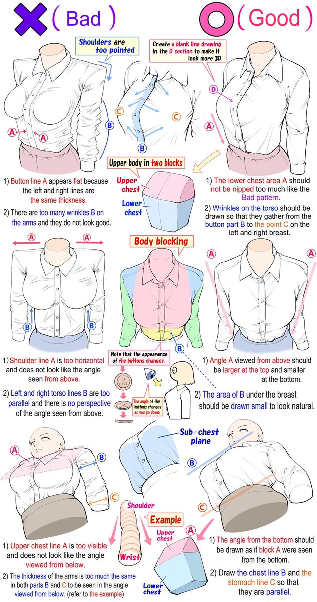 How to Draw Women's Shirts.

《❌ Before → ⭕️ After》