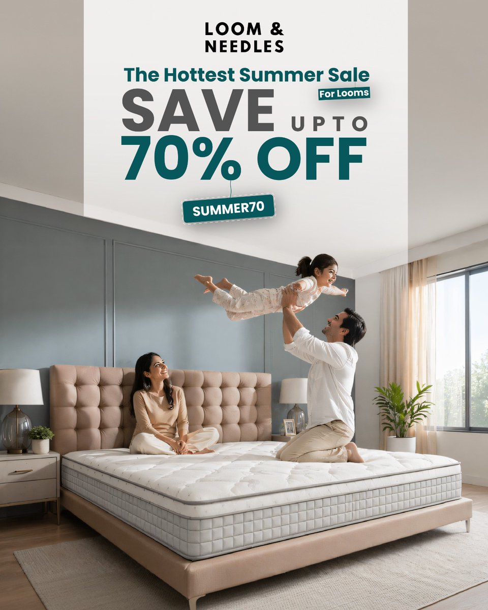 LoomNeedles's tweet photo. No sweating. No tossing. No regret. Just the hottest summer sale for the coolest sleep. 

UPTO 70% OFF Use code: SUMMER70

Gel-infused memory foam, cooling covers, and the best sleep of your life.

#loomandneedles https://t.co/7PY2ABdooz