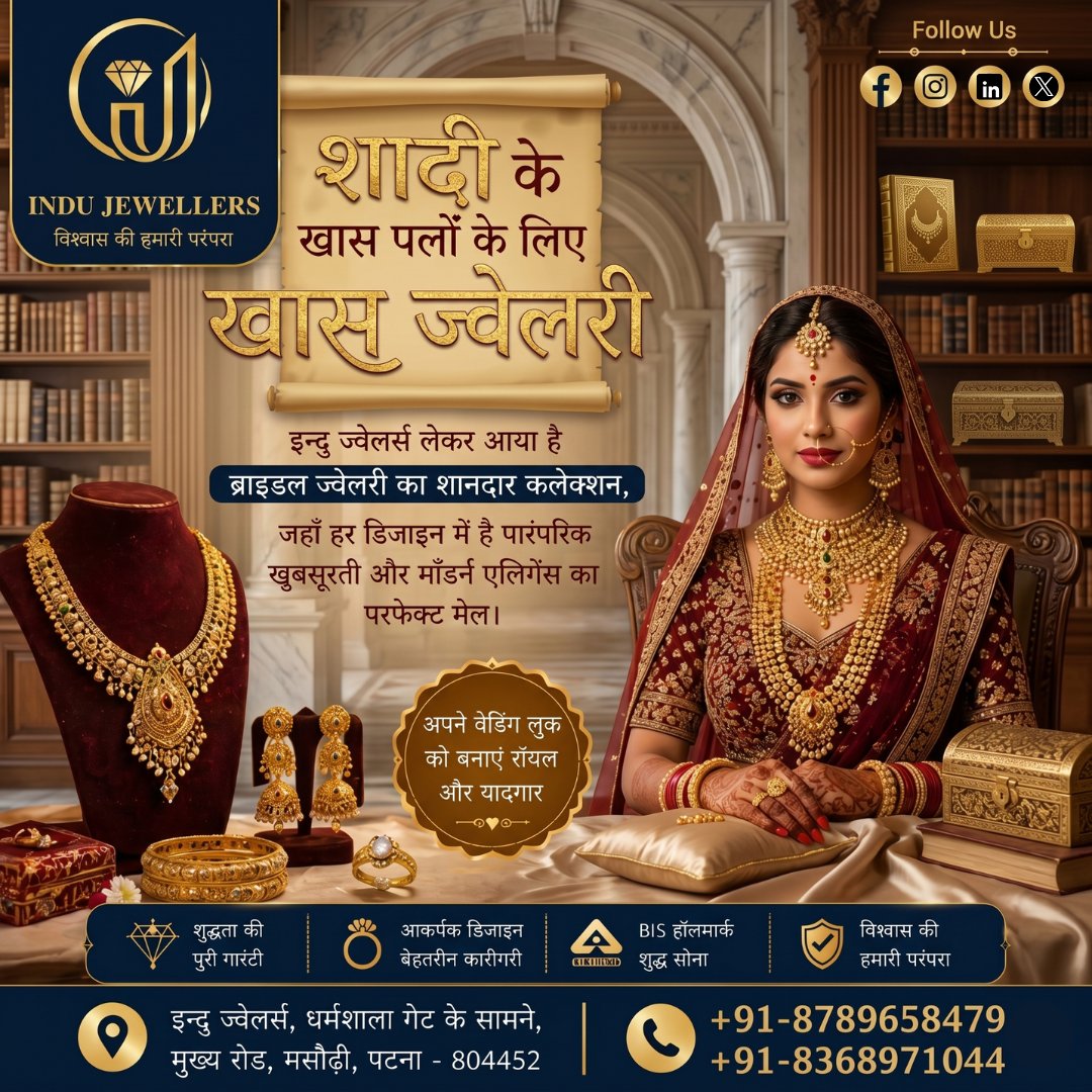 indu_jewellers's tweet image. शादी के हर खास पल को यादगार बनाएं इन्दु ज्वेलर्स के रॉयल ब्राइडल कलेक्शन के साथ। परंपरा और आधुनिकता का अनूठा संगम, जो आपकी खूबसूरती में चार चाँद लगा दे। आज ही पधारें!

#InduJewellers #HBDSamantha #NewIndia #September21Trailer #KejirwalAtRajghat सोनम रघुवंशी राजा रघुवंशी