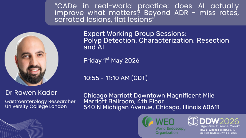 odin_vision's tweet photo. If you’re attending #DDW2026 in Chicago this week, join Dr @RawenKader at the World Endoscopy Organization (WEO) Colorectal Cancer (CRC) Screening Committee plenary meeting and Expert Working Group sessions this  Friday 1 May!

Register:
👉https://t.co/xqsFJqo7y3

@WorldEndoOrg https://t.co/Dg9eWzHoyo