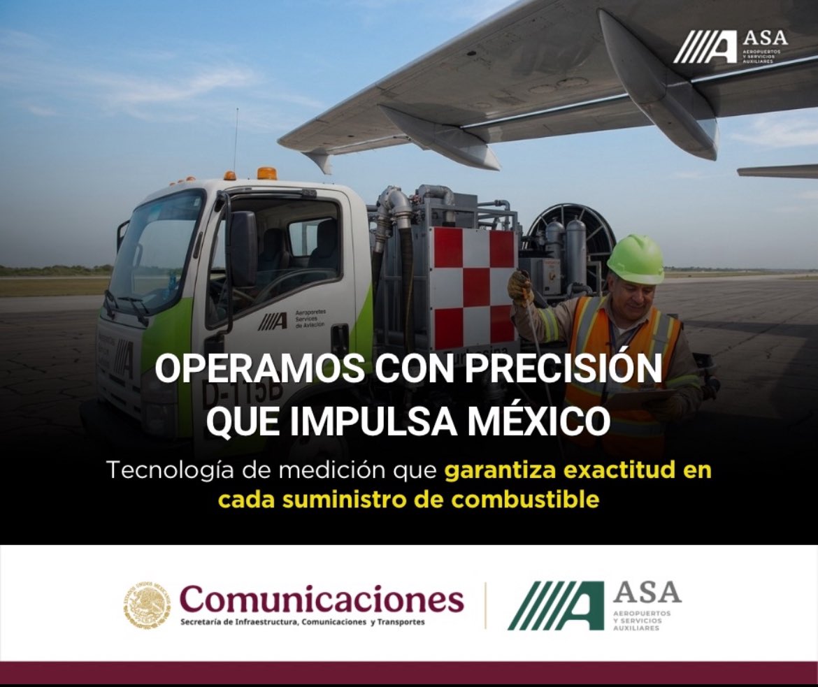 ASAMexico_mx's tweet image. La #precisión en cada gota es el motor de nuestra #eficiencia. En #ASA, garantizamos #tecnología de vanguardia en el suministro de #combustible para que cada vuelo despegue con total #seguridad. ¡Impulsamos el cielo mexicano!
