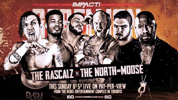 wrestle_hist's tweet image. 4/28/2019   

Moose &amp;amp; The North defeated The Rascalz at Rebellion from the Rebel Entertainment Complex in Toronto, Canada.  

#ImpactWrestling #TNA #Moose #TheNorth #EthanPage #JoshAlexander #TheRascalz #DezmondXavier #TreyMiguel #ZacharyWentz