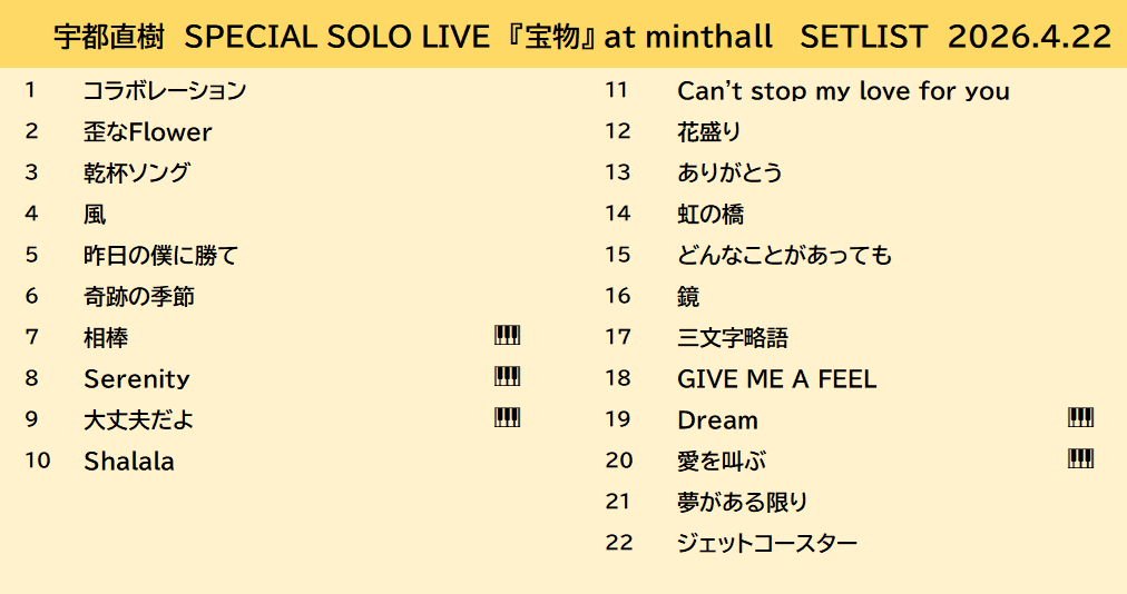 NA_Osinger's tweet photo. 『宝物』横浜 minthall
配信も終えました！
改めて、会場や配信でありがとうございました！
間違いなく宝物の１ページとして僕の中に刻まれました
みんなにもそうなってたら嬉しいです✨

次は自宅からの「いま届けたい歌」を近日ライブするので発表をお楽しみにしててください🫡

セトリ22曲でした！ https://t.co/W5hzK0EG5l