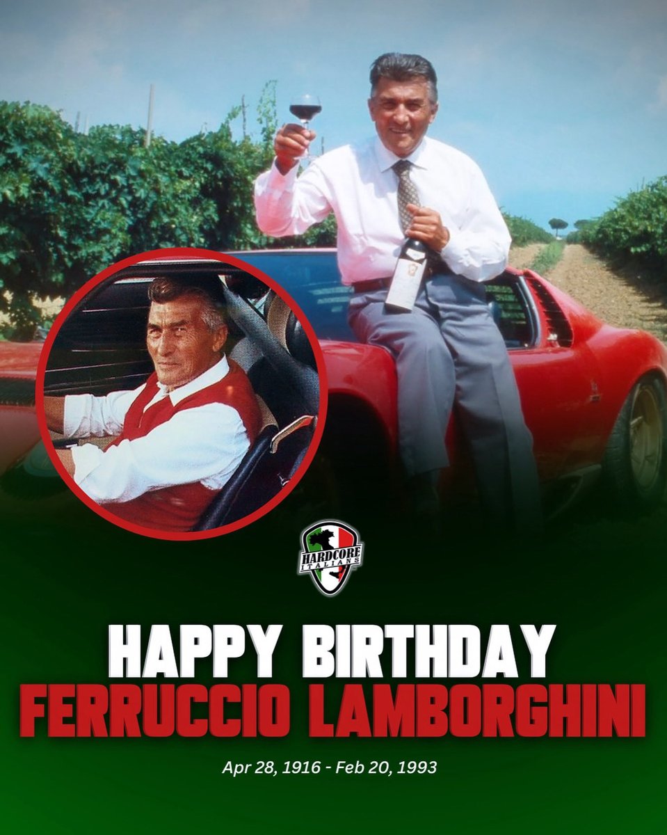 Celebrating the visionary who turned dreams into horsepower. Happy Birthday to Ferruccio Lamborghini, the legend who changed the roads forever. 🎉🇮🇹🚘