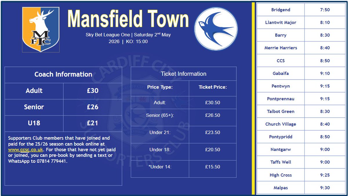 CCFC_SC's tweet photo. 🚨CCSC shop open tomorrow (29/04) for final payments for Mansfield!🚨

17:30-19:00! https://t.co/nQAUhi2trE