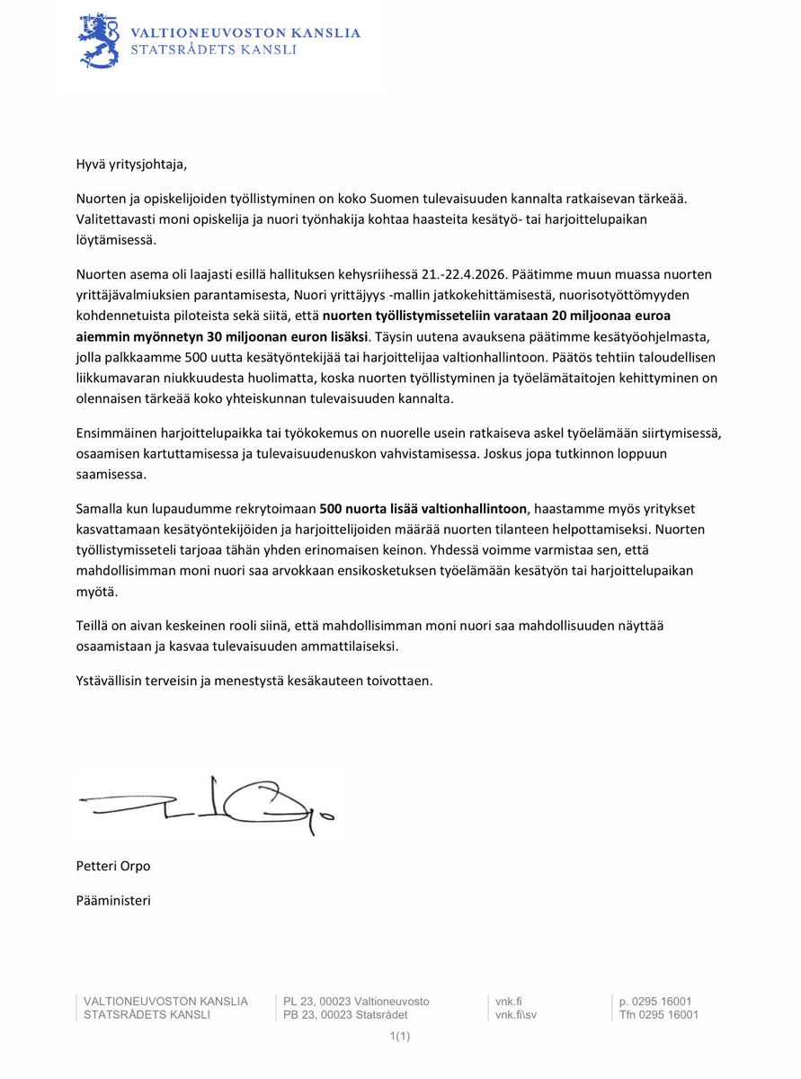 Petteri Orpo tweet media