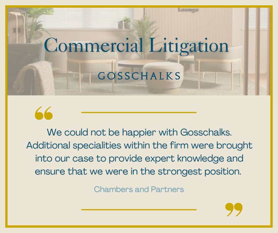 Gosschalks's tweet photo. We’re proud to see this feedback featured in our Chambers profile.

Client recognition like this shows the focus we bring to every matter and is a true reflection of our collaborative approach to deliver strategic, effective outcomes for our clients. https://t.co/d5F9q9LS2Q