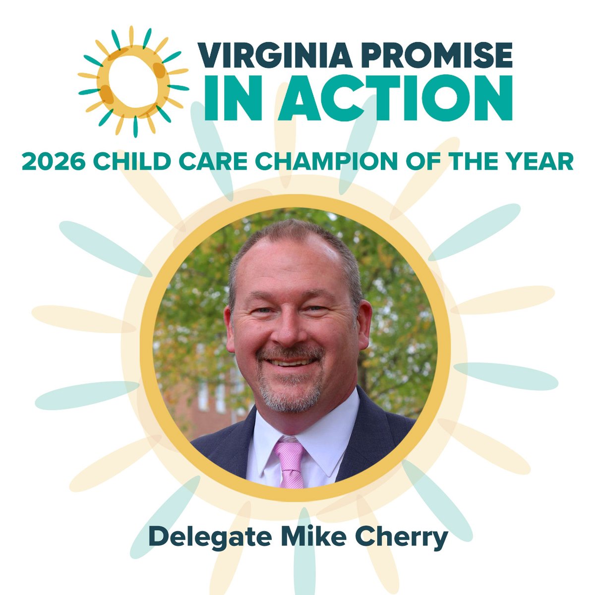 PromiseActionVA's tweet photo. Congratulations @delegatemikecherry on being named a 2026 Child Care Champion! Child care fuels the economy and supports working families.  Let's prioritize investing in early childhood care and education for all Virginians by 2030. #GottaHaveChildCare https://t.co/gpTyBXQDca