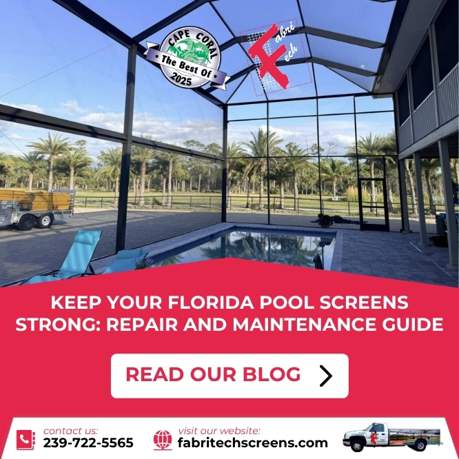 TechFabri's tweet photo. A little attention now can prevent bigger problems later, saving time, money, and hassle. 

Read the full guide and protect your pool screens today:
https://t.co/63roS5jFQP https://t.co/sz3RattuUH