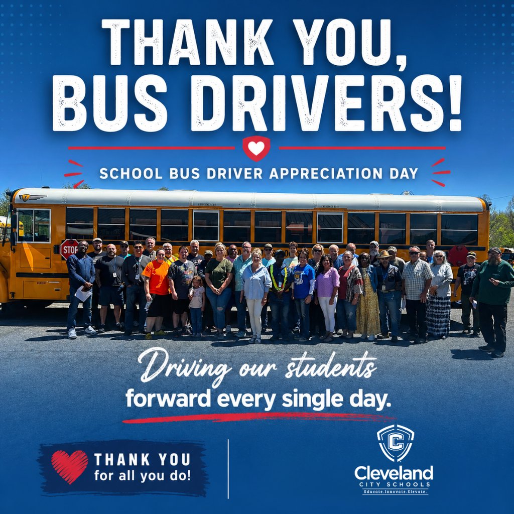 clevecityschool's tweet image. Thank you to our amazing school bus drivers for safely getting our students where they need to be each day. We appreciate all you do for our schools and our community.

#BuildingChampions #BuildingCommunity #ChooseCleveland