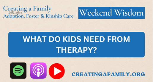 CreatingaFamily's tweet image. Is therapy helping your child?

Progress can take time. Caregivers play a key role.

This Weekend Wisdom episode explains what kids need from therapy and how you can support the process.

🎧 ow.ly/9lWC50YNVKi

#adoption #fostercare #kinshipcare #trauma