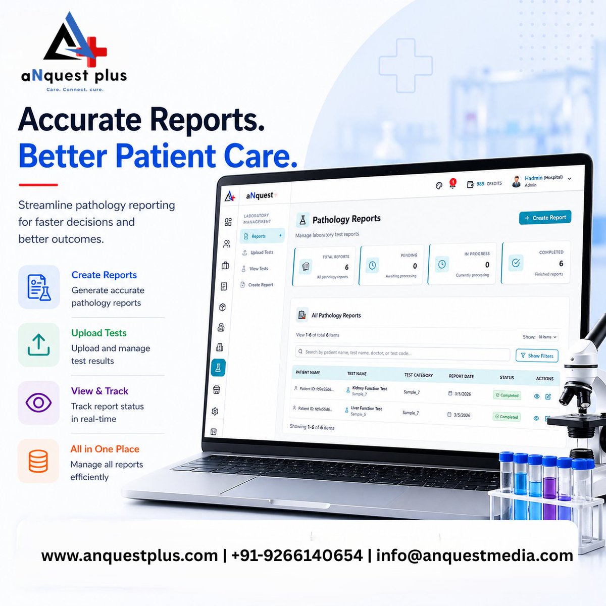 aNquestplus's tweet image. Accurate reports. Better patient care. 🧪

Streamline pathology reporting with aNquest+
✔ Real-time tracking
✔ Easy test management
✔ Faster results
🌐 anquestplus.com
📞 +91-9266140654
#HealthTech #MedicalSoftware #LabAutomation #PatientCare #DigitalHealth