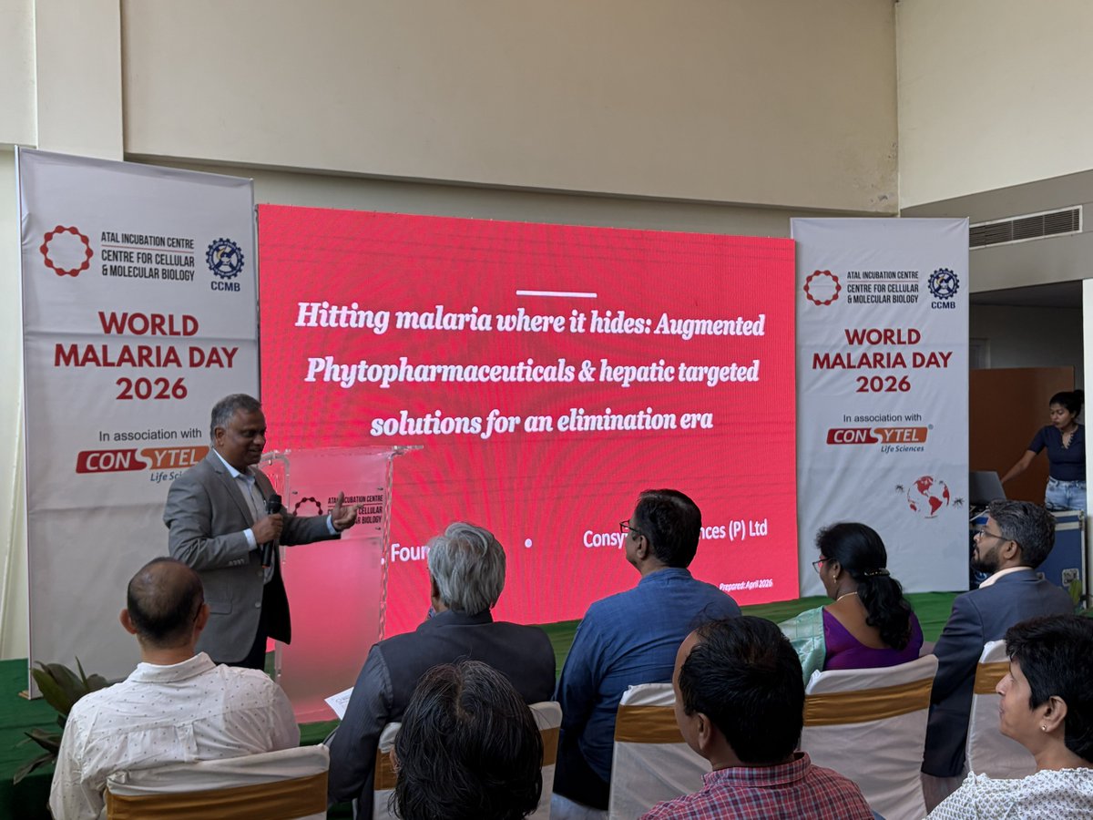 AIC_CCMB's tweet photo. Glimpses of World Malaria Day 2026, “Accelerating India’s Path to Malaria Elimination by 2030” in collaboration with Consytel Life Sciences Pvt Ltd, an AIC-CCMB incubated startup.

Discussions focused on the need to close the last mile of malaria elimination. https://t.co/4Zj19lQllz