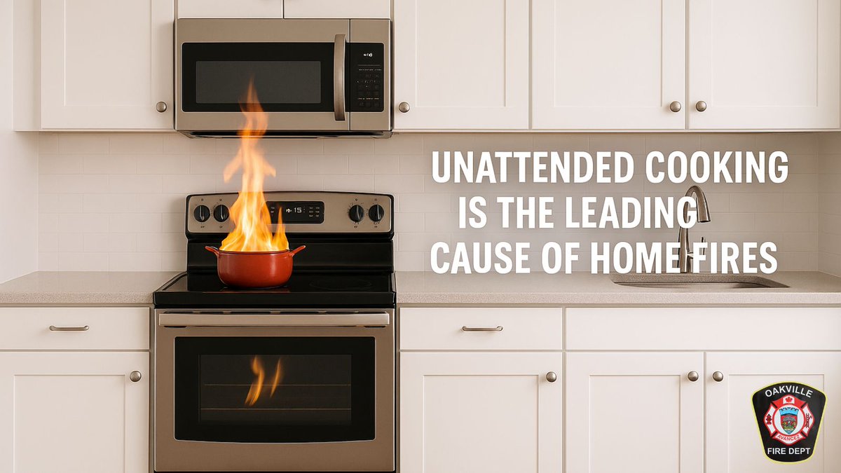 oakvillefire's tweet image. Unattended cooking is one of the leading causes of home fires. 🍳🔥 If you’re cooking, stay in the kitchen and keep an eye on the stove. 

Need to step away? Turn off the burner.

Stay alert. Stay safe. 

#FireSafety #CookingSafety #OakvilleFire