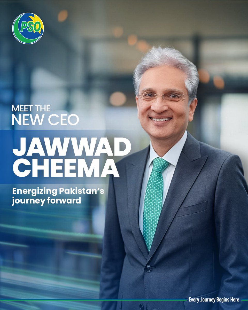 PSOPakistan's tweet image. The next chapter for PSO starts now.

Jawwad Ahmed Cheema takes the helm as CEO, bringing 28+ years of leadership across the downstream energy value chain and international markets.

This isn’t just a transition. It’s momentum.

#PSO #Leadership #NewCEO #EnergyPakistan