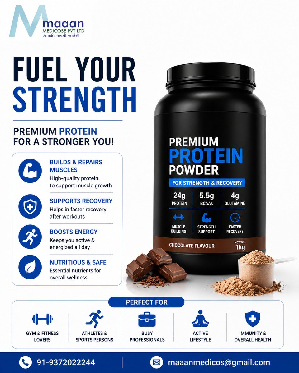 MaaanMedicos's tweet image. Power your fitness the right way 💪
Maaan Medicose — your trusted stop for quality protein and wellness essentials.
.
.
.
.
.
.
#MaaanMedicose #ProteinPower #FitnessFuel #HealthyLiving #GymLife #Supplements #WellnessStore #StayFit #Nutrition #ProteinSupplements