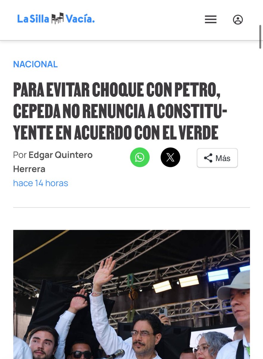 Los verdes: Nos adherimos a Cepeda si se compromete a no hacer la constituyente.

Cepeda: No me comprometo, voy a hacer la constituyente. Es un acuerdo con Petro.

Verdes: Ok, no importa. Igual nos adherimos, solo era para los titulares.