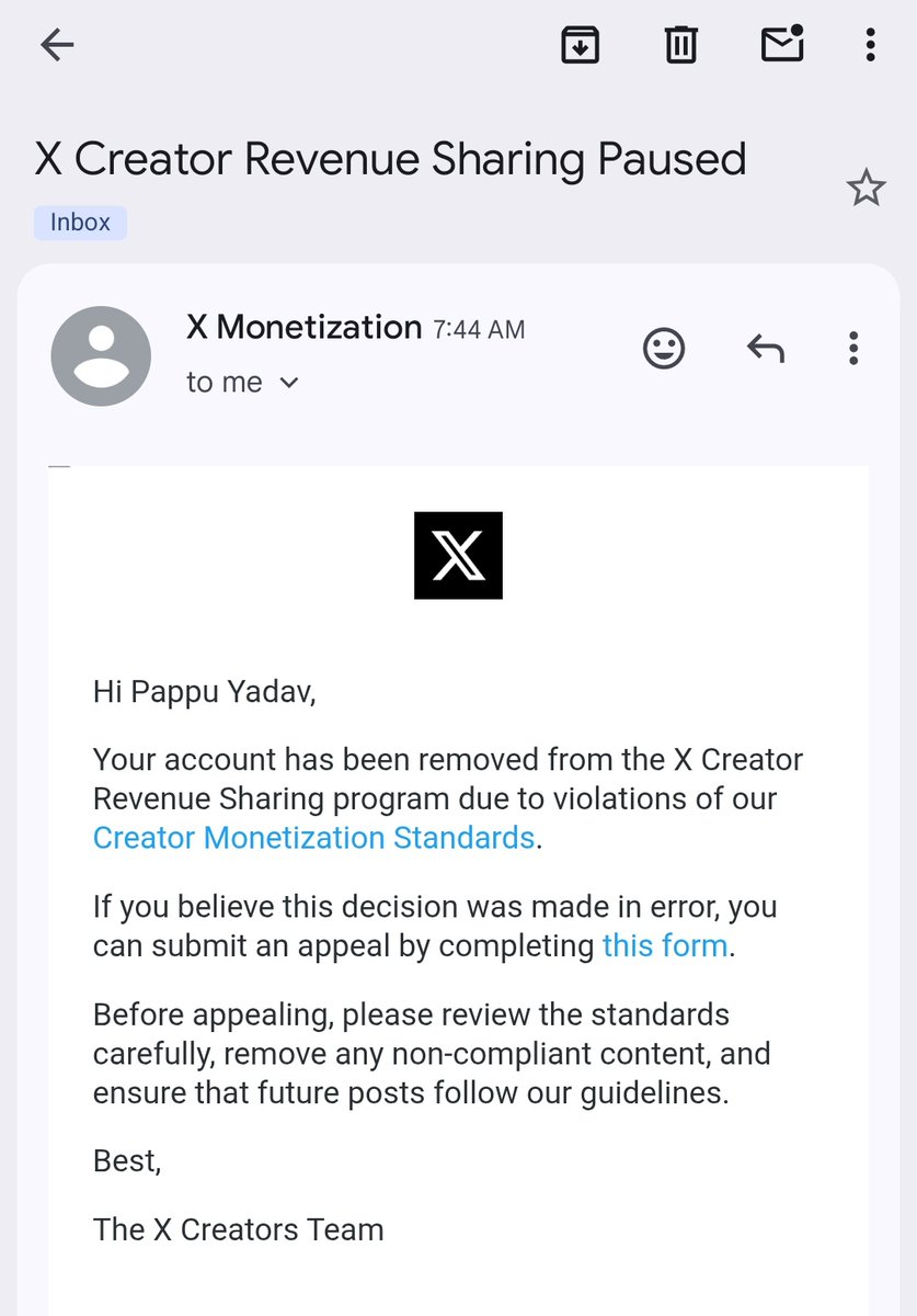 PappuY34's tweet photo. बिना किसी रीजन के मेरा अकाउंट Monetization Paused कर दिया गया।

पता नहीं x पर चल क्या रहा 😀 

जिसकी मन उसका Monetization Paused कर देना बिना कुछ बताए। अब लग रहा कि X छोड़ने में ही भलाई है, मिलना कुछ है नहीं 
@nikitabier 
@XCreators 
@elonmusk 
@X https://t.co/mRRRWBtjyY