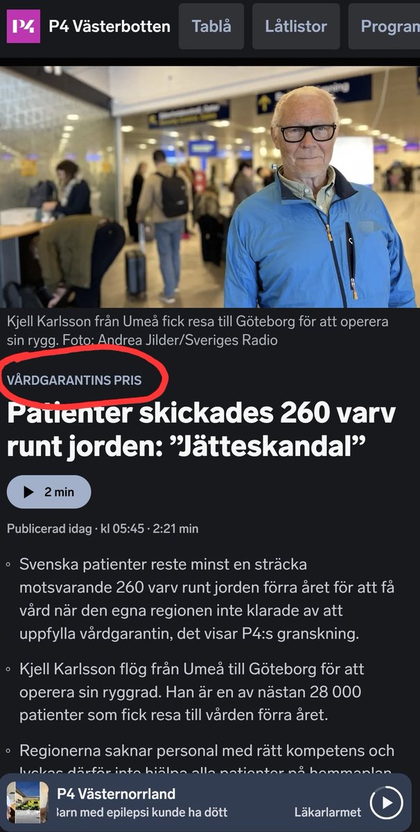 "Kräver du vård inom rimlig tid? Förstår du inte att dU pÅveRkAr kLiMaaaAtet?"

Jag hörde "nyheten" på radion i morse och undertonen från P4 var tydlig: Det blir massa (underförstått "onödigt") resande p.g.a. vårdgarantin. Visst, folk får hjälp snabbare men det är problematiskt.