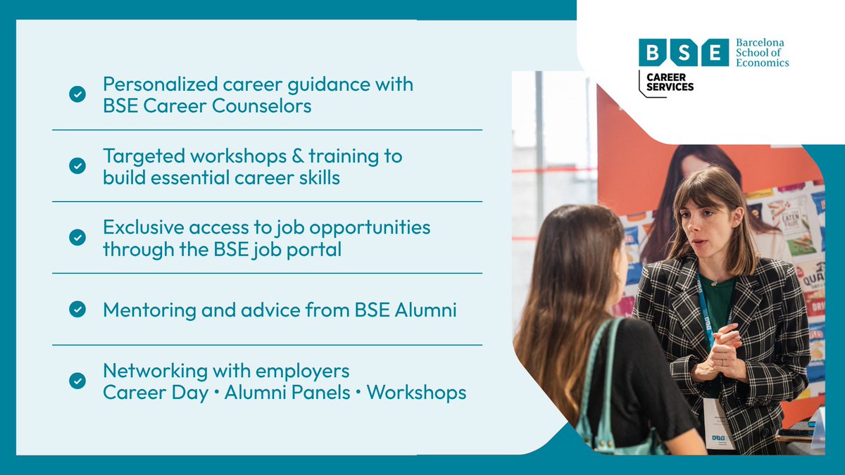 bse_barcelona's tweet image. Your career starts before graduation.

“I was one of those students who had a job lined up before graduation, and I attribute a lot of it to BSE's career services.” – Benjamin English, ITFD ‘22

👉 Learn more about BSE Career Services

bse.eu/career-service…

#CareerServices