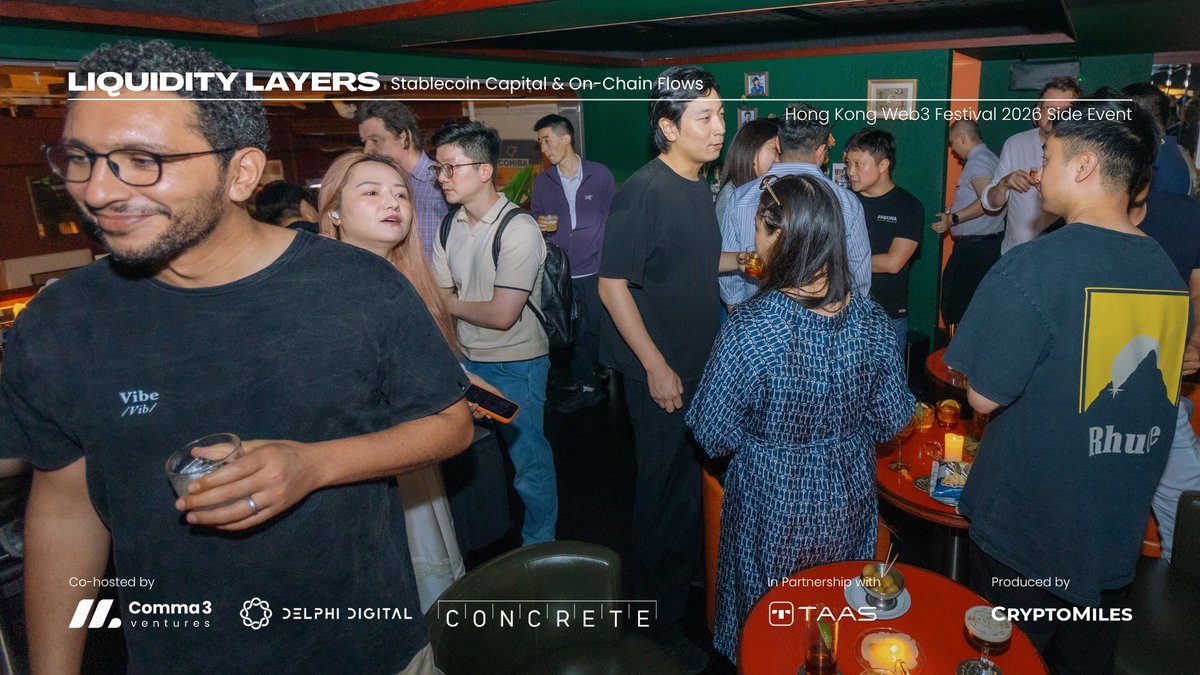 comma3vc's tweet image. #recap🚀 During Hong Kong Web3 Festival 2026, we co-hosted Liquidity Layers — an evening in Central bringing together funds, trading firms, builders, and teams working across stablecoin infrastructure.

Co-hosted by:
@comma3vc
@Delphi_Digital
@ConcreteXYZ
In Partnership with: