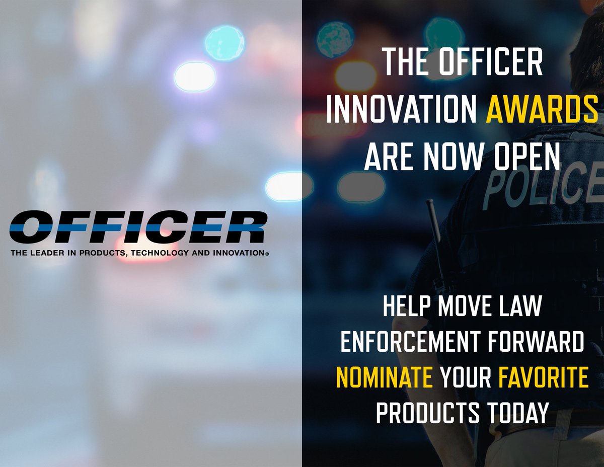 OfficerCom's tweet image. From cruisers to drones and next‑gen patrol technology, OFFICER Media Group showcases the products #police #officers rely on every day. Submissions are now open for the annual Innovation Awards—find out how to enter. #OfficerMagazine #InnovationAwards officer.com/55367930/
