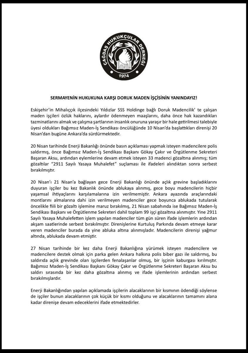 Çağdaş Hukukçular Derneği tweet media