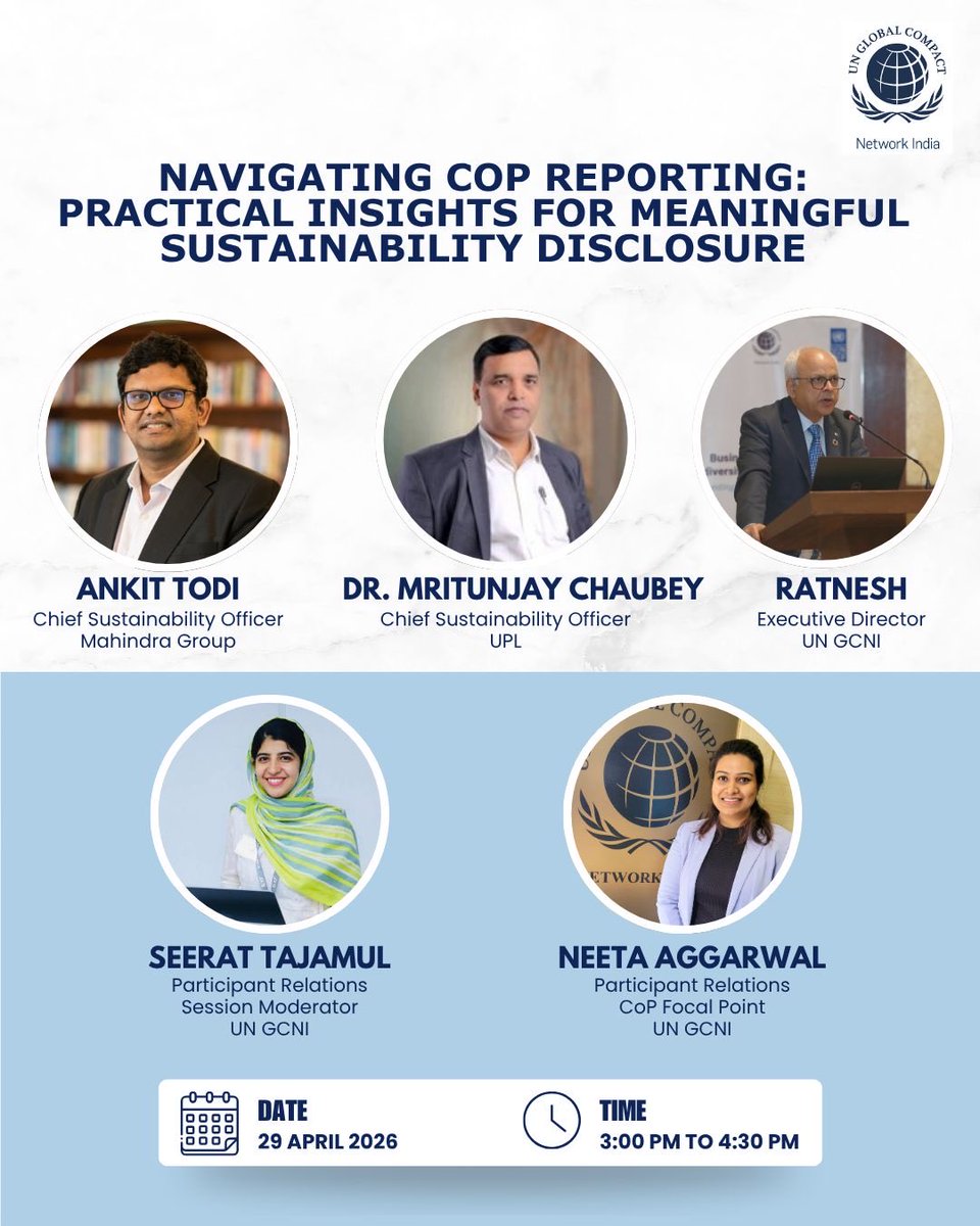 mritunjayc2's tweet image. Looking forward to speak tomorrow in a webinar organized by United Nations Global Compact Network India.

#sustainability #environment #ESG #UPL #chemicals #agrochemicals #moefcc #gpcb #pmoindia #iit
