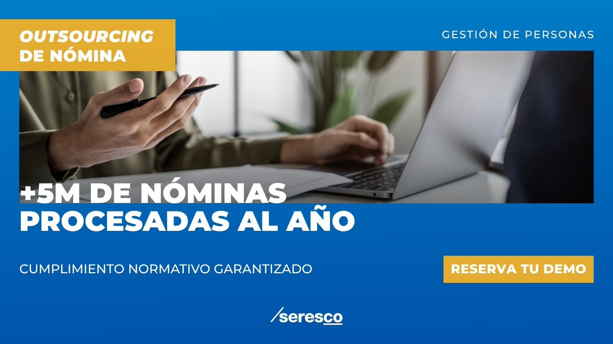 seresco's tweet image. ¿Todavía no conoces las ventajas del #Outsourcing de #Nóminas?

✔️Eficiencia operativa
✔️Foco en el core business, incrementa la productividad del área de RRHH
✔️ Garantiza #CumplimientoNormativo y #SeguridadDeLaInformación

Descubre nuestras soluciones👉🏽seresco.es/gestion-de-per…