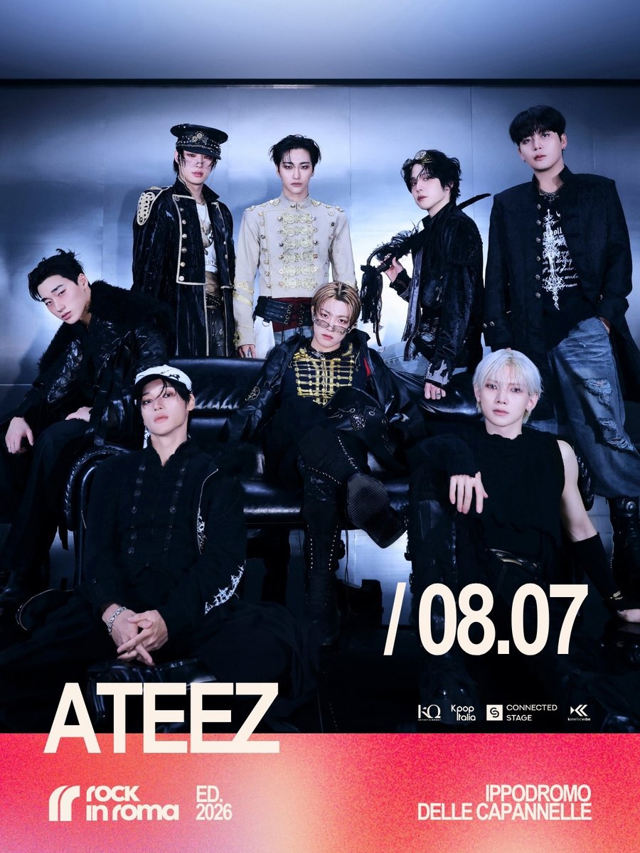 Wake up Rome, it’s time. Gli <a href="/ATEEZofficial/">ATEEZ(에이티즈)</a> sbarcano per la prima volta al Rock in Roma!

08.07 ✹ <a href="/ATEEZofficial/">ATEEZ(에이티즈)</a> 
Ippodromo delle Capannelle

Biglietti disponibili su Ticketone dalle 14:00 di Venerdì 1 Maggio

ROCK IN ROMA 2026 ✹ LO SPAZIO TRA NOI