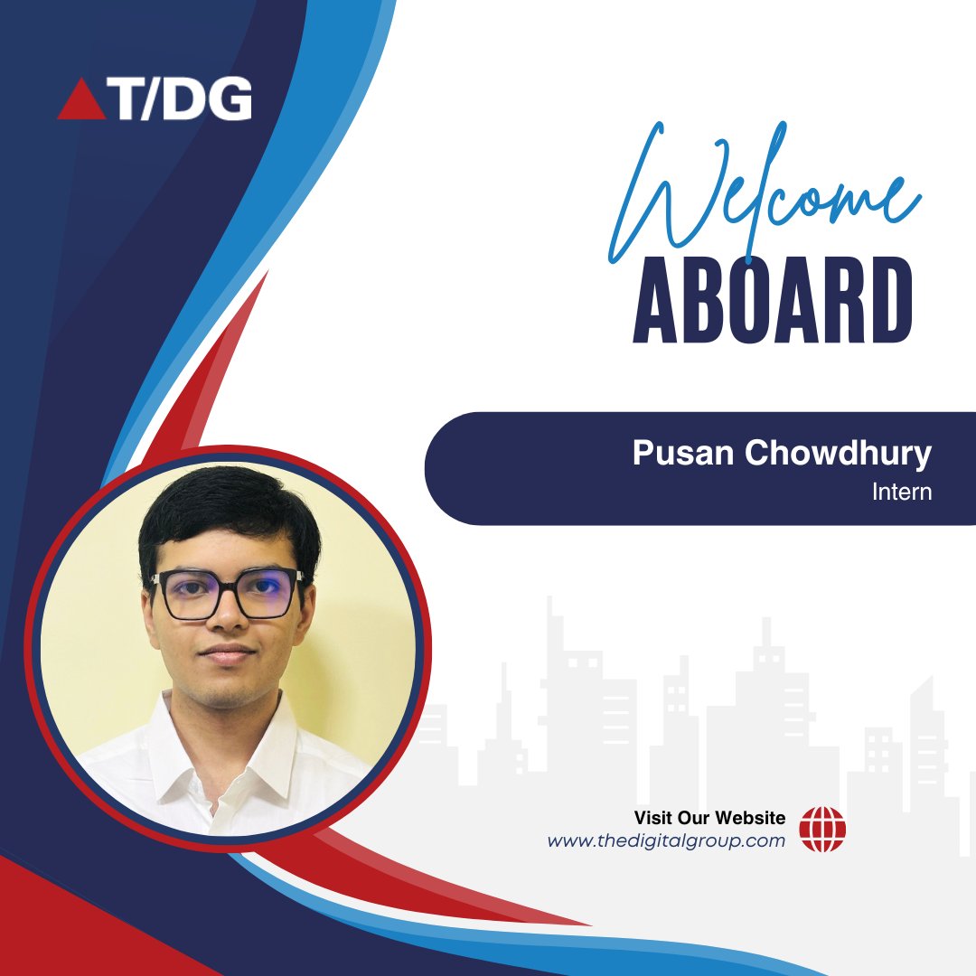 We would like to welcome pusan chowdhury to The Digital Group as a Intern! We look forward to his contributions and are excited to see him grow and excel in the role. Join us in giving him a warm welcome!

#TDG #Hiring #Intern #JobOpportunity #JoinUs
