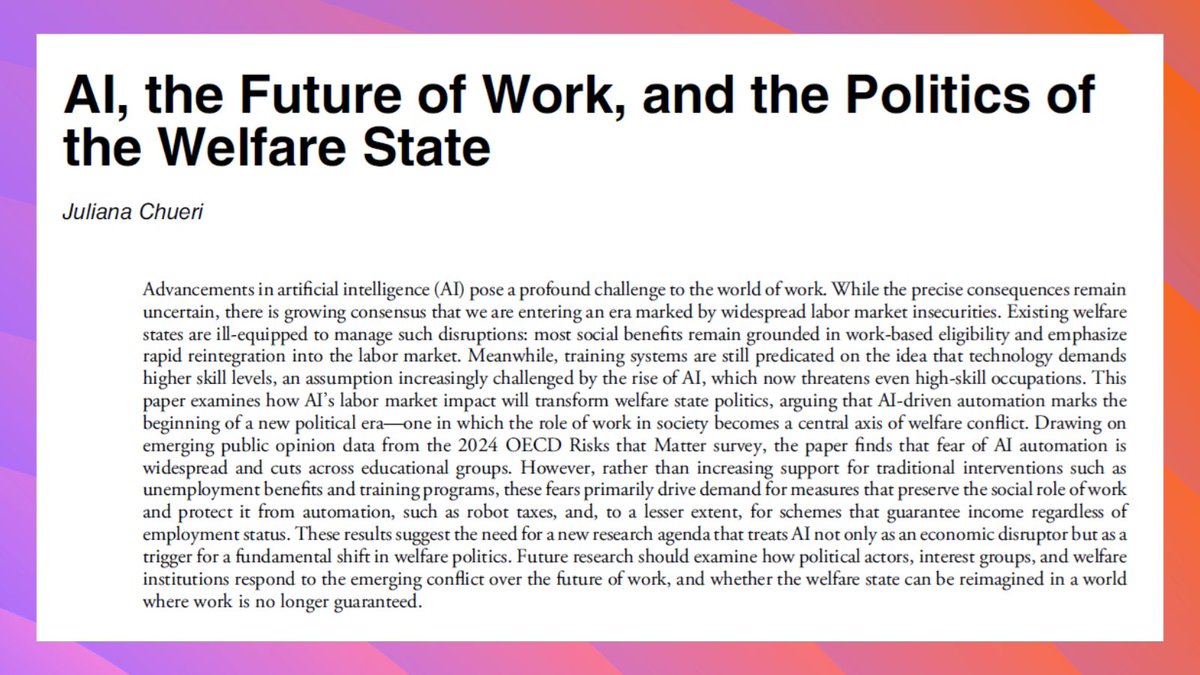 PoPpublicsphere's tweet image. NOW OUT ON FIRSTVIEW!!

#AI, the Future of Work, &amp;amp; the Politics of the #Welfare #State

By @julianachueri