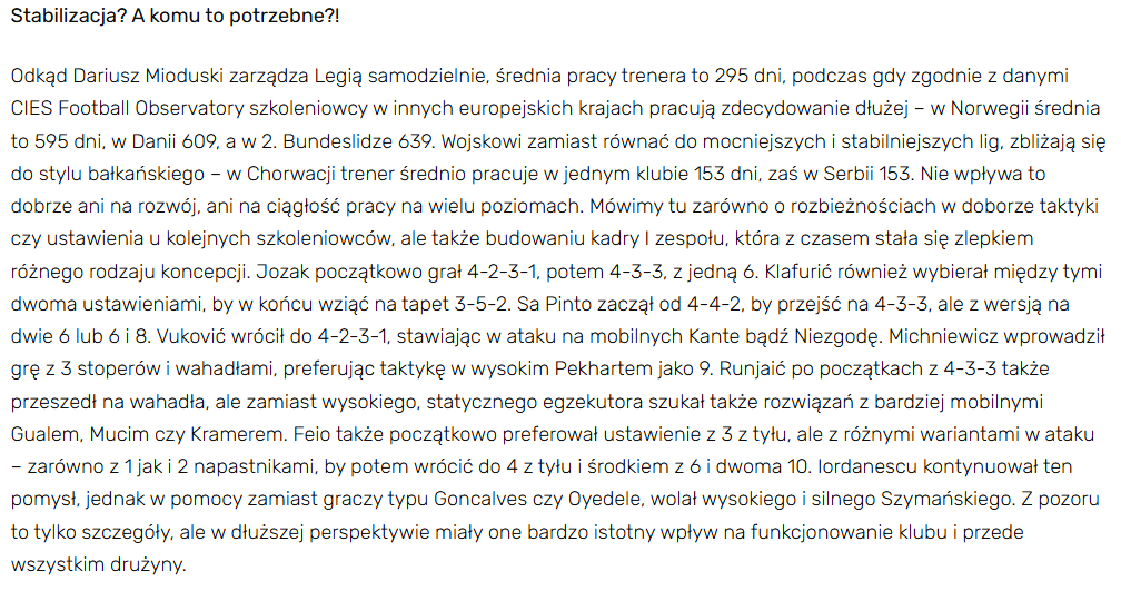 Nie sposób się nie zgodzić z Markiem. Tu nie ma od dawna żadnej strategii. Na nic. W tekście dla <a href="/KilkaSlowOLegii/">Kilka słów o Legii🎙️</a> z listopada zeszłego roku zwracałem na to uwagę w kontekście zatrudniania trenerów i preferowanej przez nich taktyki. Zero ciągłości.