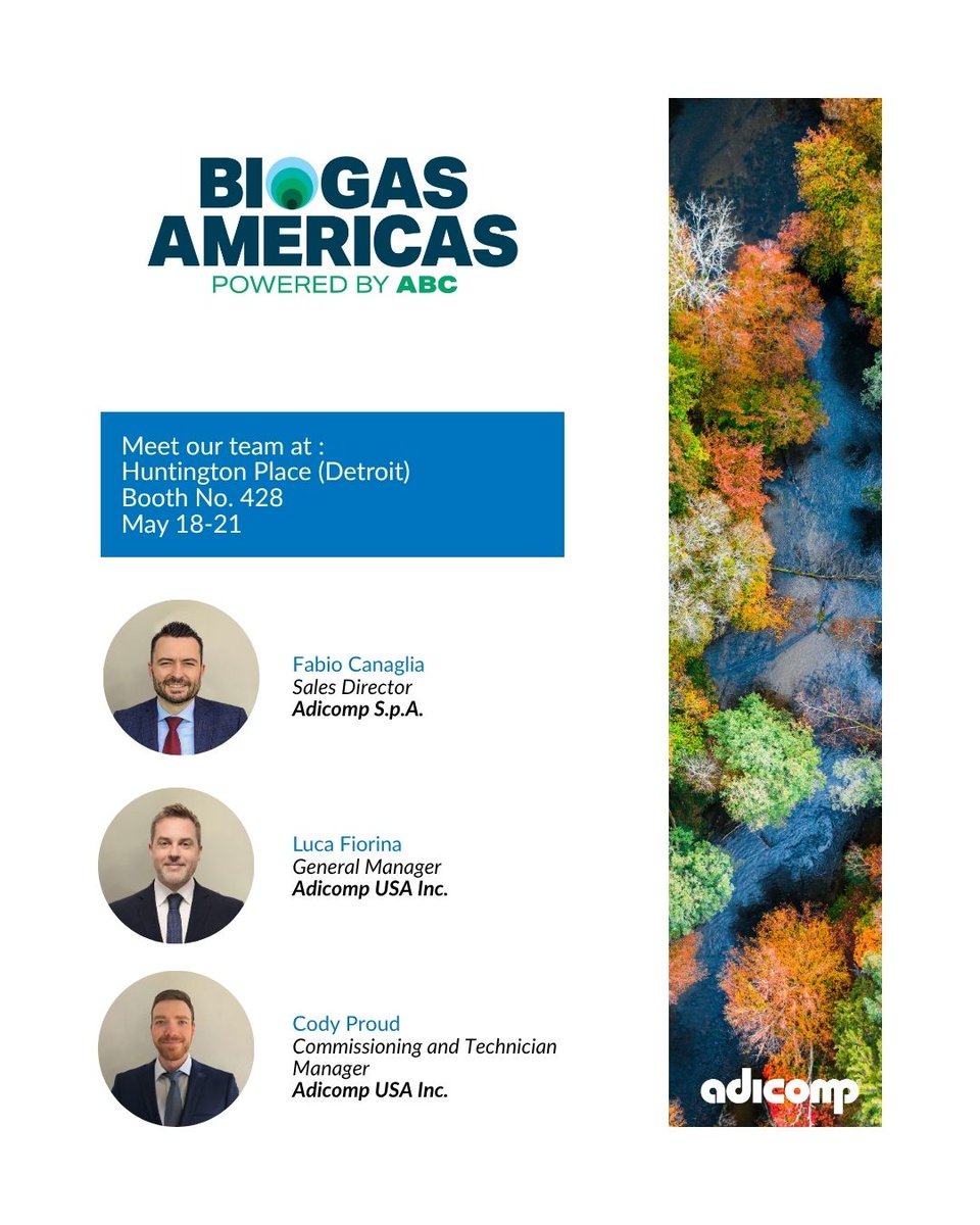Biogas Americas is coming!
Join us from May 18 to 21 in Detroit at Huntington Place Convention Center.
Meet our team at Booth No.428.
We look forward to seeing you there!

#BiogasAmericas #USA