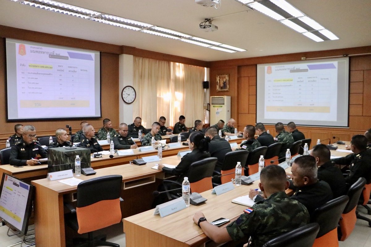 TPAskqSovFy7Jln's tweet photo. มทบ.27 ประชุมเตรียมการรับ - ส่ง ทหารกองเกินเข้ารับราชการทหารกองประจำการ ผลัดที่ 1/69 เพื่อให้ภารกิจของหน่วยเป็นไปด้วยความเรียบร้อย  ณ  ห้องประชุมประเสริฐสงคราม กองบัญชาการมณฑลทหารบกที่ 27

#bootcamp69 #bootcamp #พลทหาร 
#กองทัพภาคที่2 #กองทัพบก https://t.co/p03xcwDg7O