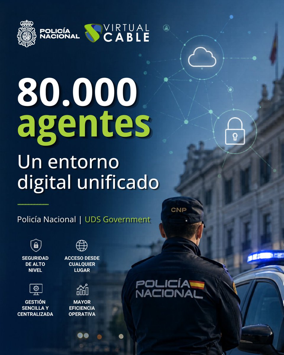 VirtualCable_'s tweet image. Más de 80.000 agentes
Un entorno digital unificado

🔐 Más seguridad
🌐 Acceso desde cualquier punto
⚙️ Gestión centralizada

Caso real en la Policía Nacional 👇
 udsenterprise.com/policia-nacion…

#VDI #DigitalWorkplace #Ciberseguridad