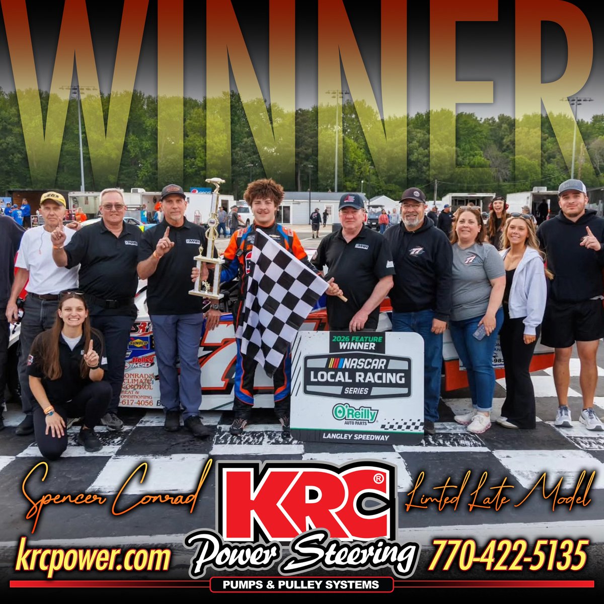 KRCPower's tweet photo. π Congratulations to Spencer Conrad for winning MWR Limited Late Model Race at Larry King Law's Langley Speedway. #krcpower #krcpowersteering
π (770) 422-5135 β’ π₯ https://t.co/RCoDZN1XII https://t.co/pfc6o59SLw