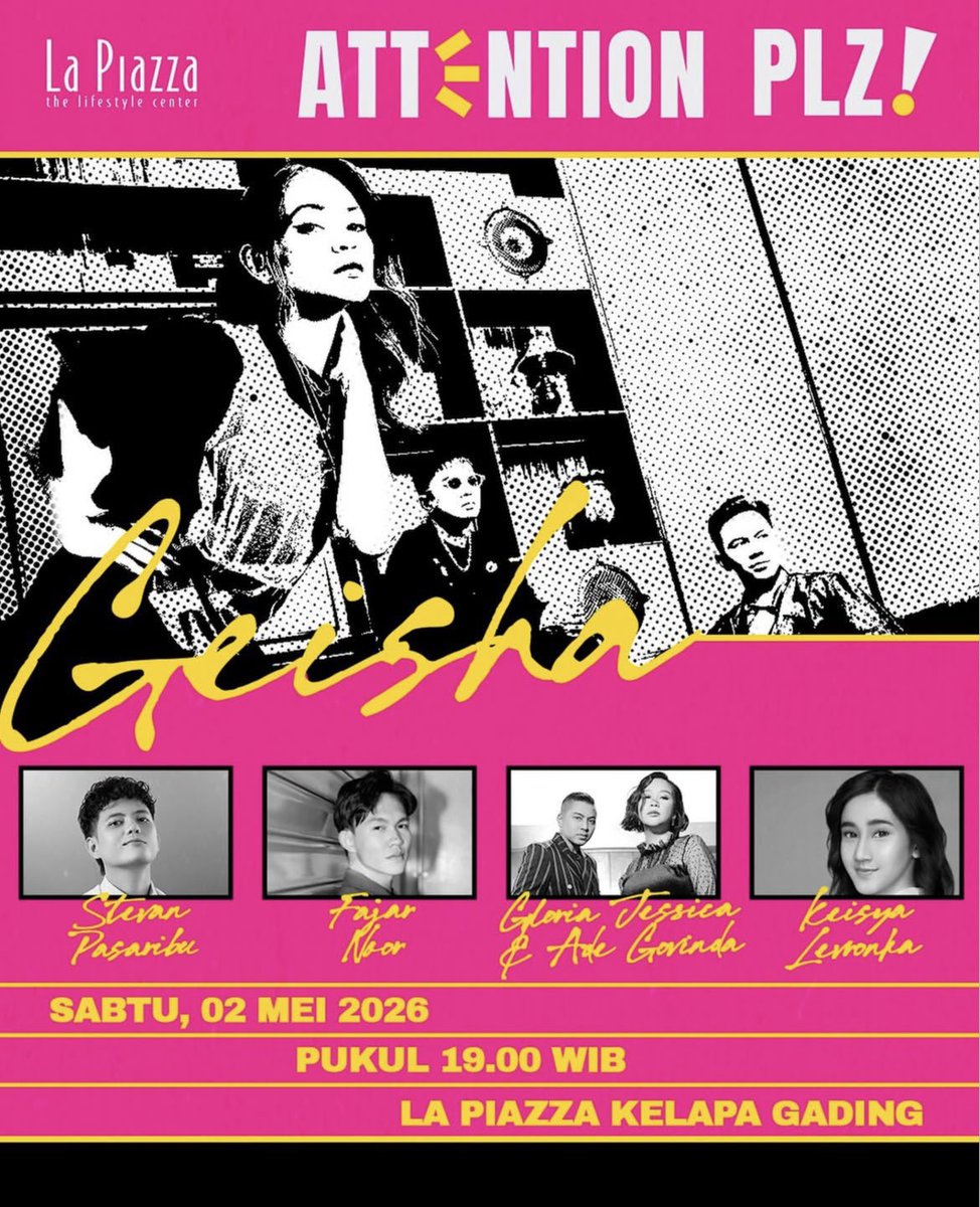 🔥 ANNOUNCEMENT FAJARSOUL 🔥

Siap-siap yaa! ✨
Fajar Noor bakal perform LIVE bareng Geisha Band di La Piazza Mall 

 02 Mei 2026 Jam: 19.00 WIB
📍La Piazza Mall Kelapa Gading

Let's go dateng, nyanyi bareng, dan rasain langsung magisnya penampilan Fajar Noor!
See you there! 👀🔥