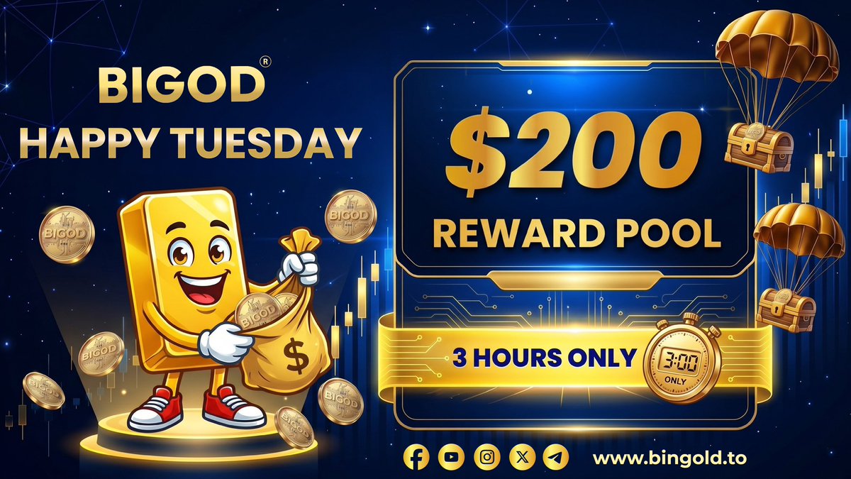 Happy Tuesday, #BIGOD Fam

Let’s keep the momentum going 

🎁 $200 Airdrop
⏳ Live for 3 HOURS only

How to join:
• Follow <a href="/BiGODToken/">BIGOD</a> on X
• Repost this post

Fast moves win rewards