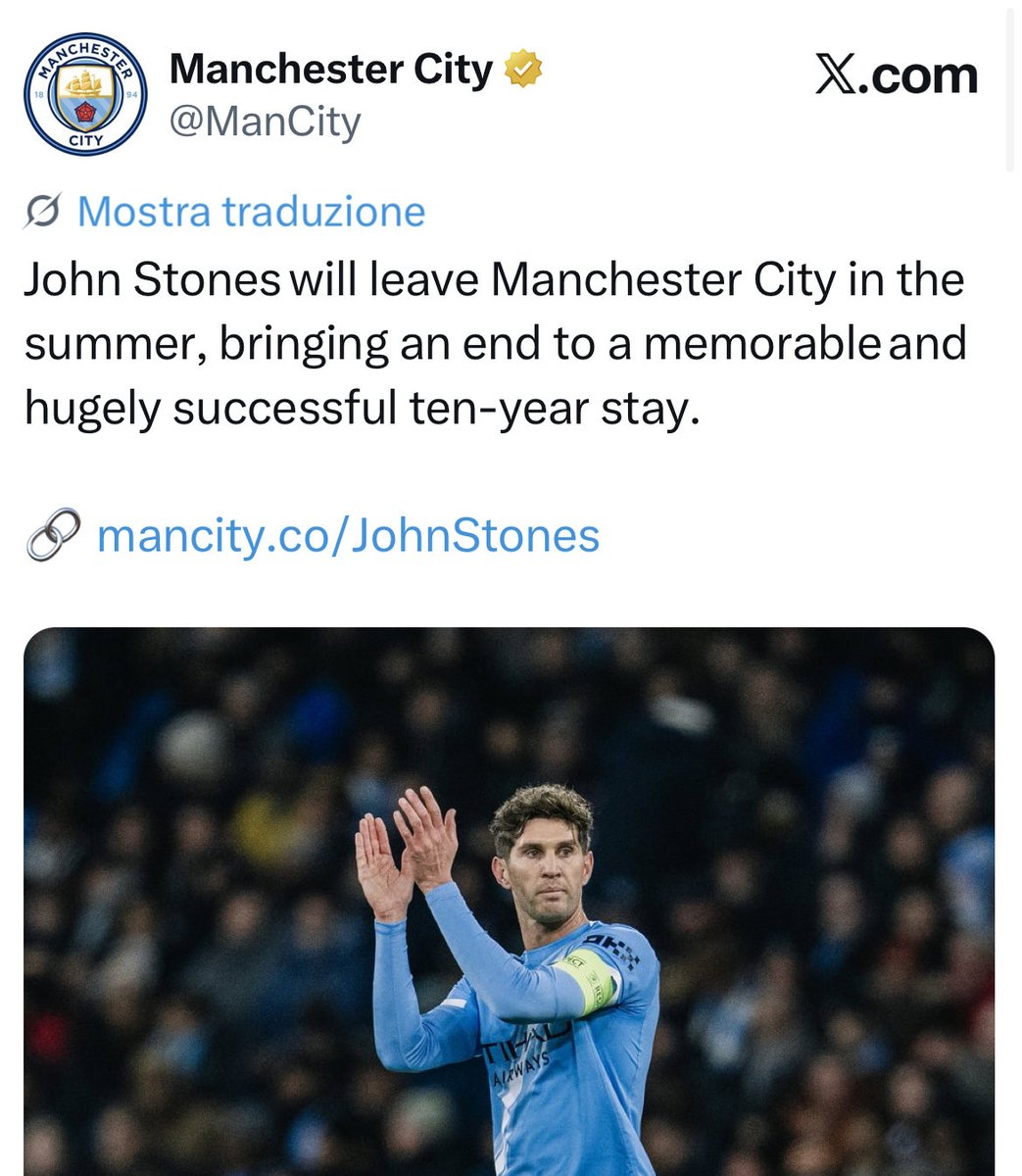 NicoSchira's tweet image. Now it’s official! John #Stones leaves #ManchesterCity. He will be available on the market as a free agent from June. No surprise here and confirmed since the last April 23! #transfers #MCFC