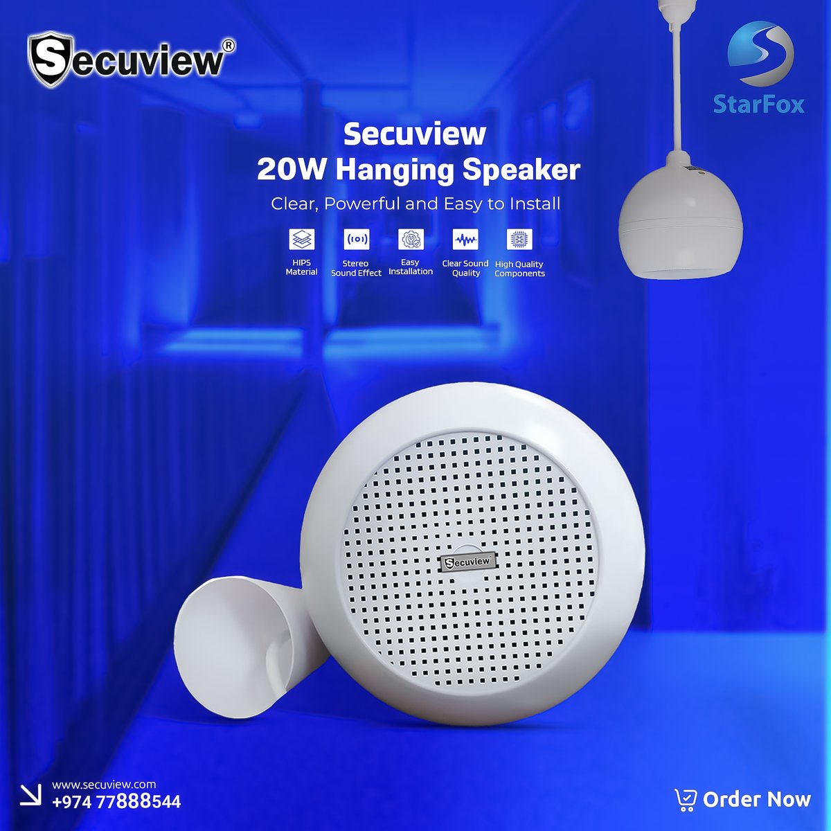 secuviews's tweet image. Secuview 20W Hanging Speaker – clear, powerful sound with wide coverage, perfect for PA systems in offices, shops &amp;amp; public spaces.

👉 secuview.com/product/secuvi…
📞 +974 77888544

#PASpeaker #HangingSpeaker #SoundSystem #AudioSolution #CommercialAudio #TechGadgets