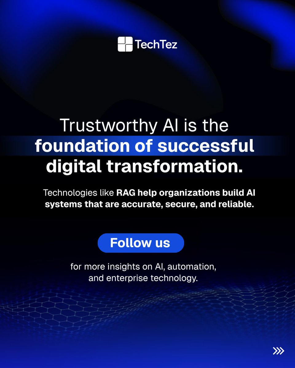 TechtezLLP's tweet photo. One of the biggest challenges in Generative AI is hallucinations. 

RAG solves this by connecting AI with real enterprise data, boosting accuracy &amp; trust. 

#GenerativeAI #RAG #EnterpriseAI #ResponsibleAI #AIInnovation

Would you like a slightly different version? https://t.co/uvV15sz6a8