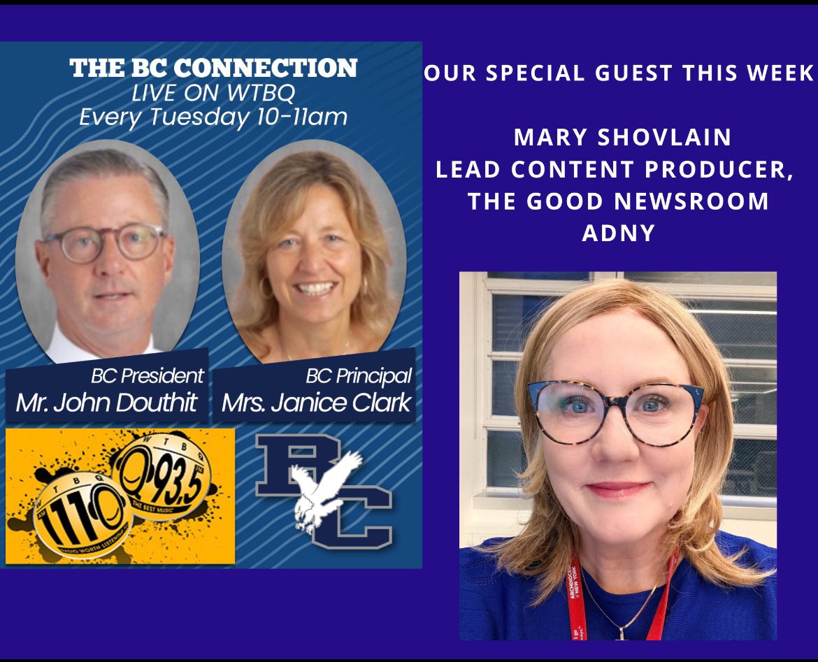BCHSPresident's tweet photo. Time in today 4/28 at 10am EST with our special guest Mary Shovlain, Lead Producer for The Good News Room, the digital news outlet for the Archdiocese of New York. Listen live https://t.co/YbueViRxkU https://t.co/t8EWI5uHhk
