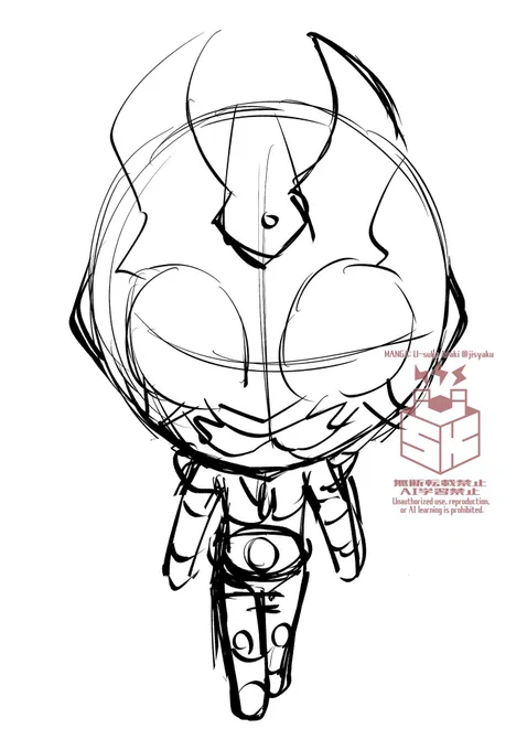 wip 昔描いたきりの記憶でうろ覚えアギト 意外と描けてる説 ツノもうちょっと太かったかな?