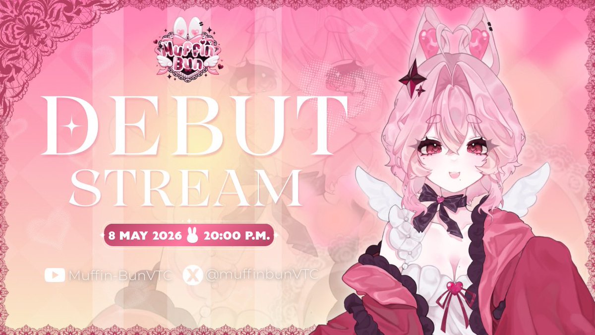 VentusVTC's tweet image. ‘Muffin Bun’ 🐰💗
กระต่ายสีชมพูประจำบ้าน Ventus Custodia
พร้อมจะออกมาเจอทุกคนแล้ว !

📅Date 08.05.2569
⏰Time 20:00 น.

พร้อมเจอคนสวยกันหรือยังคะ 👀🐰
Muffin Bun รออยู่นะ~ 💌
#Ventuscustodia #VtuberTH #PNGtuber