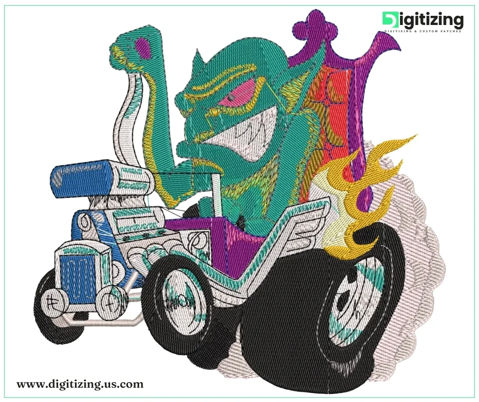 Evil Goblin Hot Rod Embroidery Digitizing